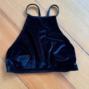 Black Velvet Bralette with lace back, Women size S